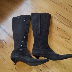 Chocolate brown suede boots